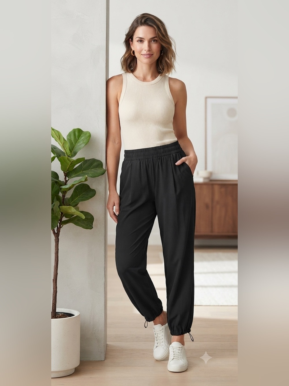 Athleta Black Elastic Waist Joggers